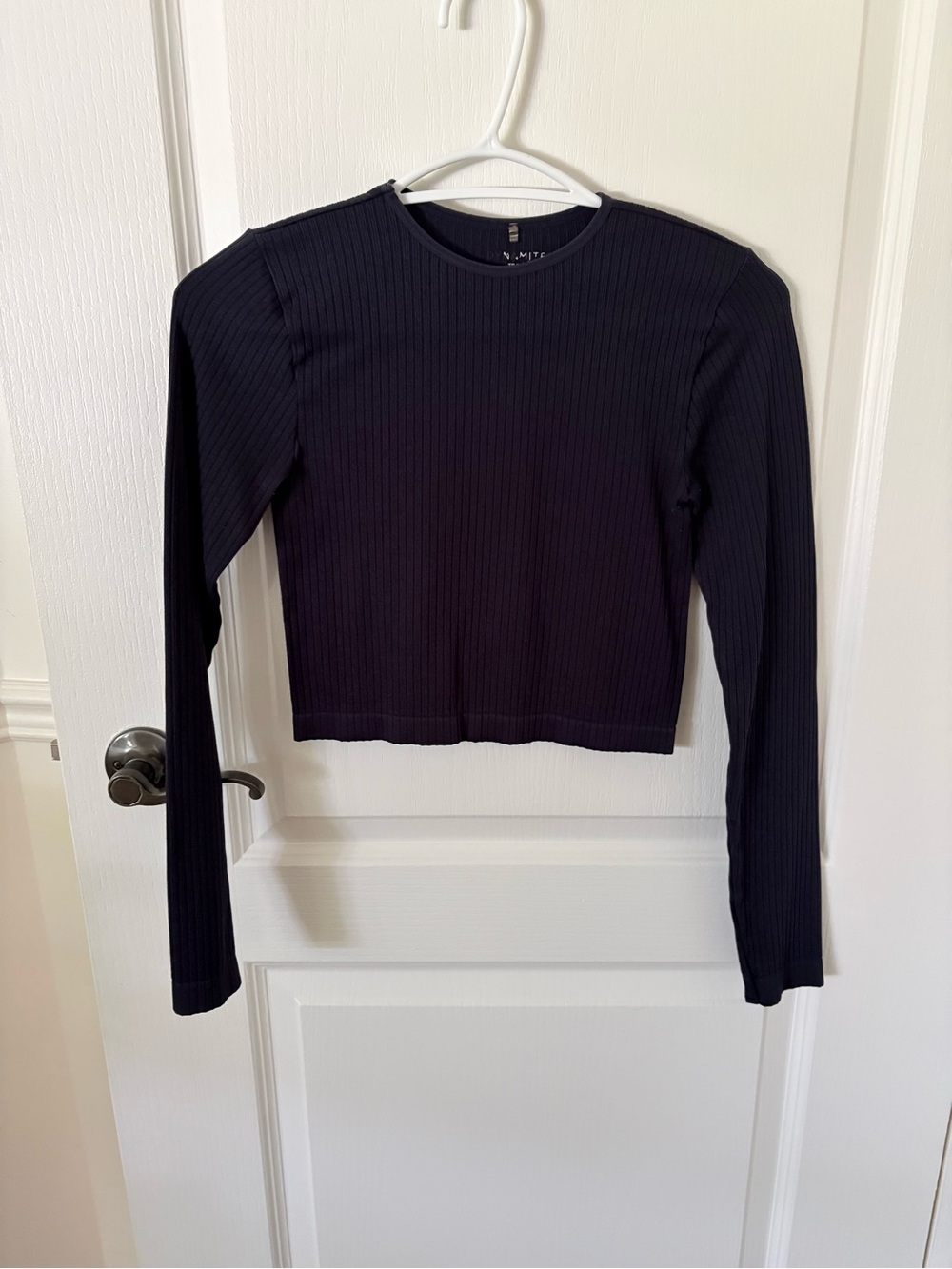 Dynamite blue Ribbed Long-Sleeve Crewneck Top